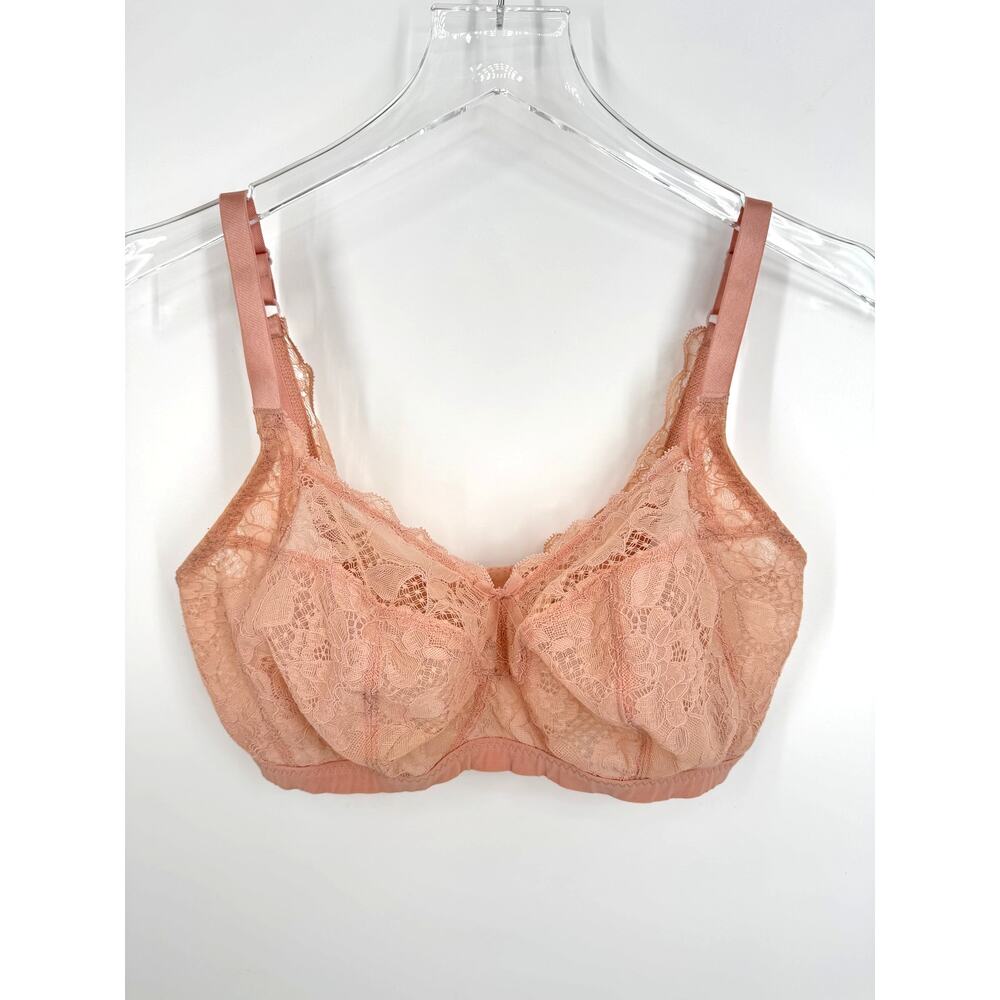 Panache Imogen 32F 10166 balconette wire free sheer lace unlined bra peach